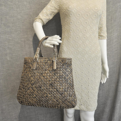Bottega Veneta Woven Lizard Tote 2 of 9