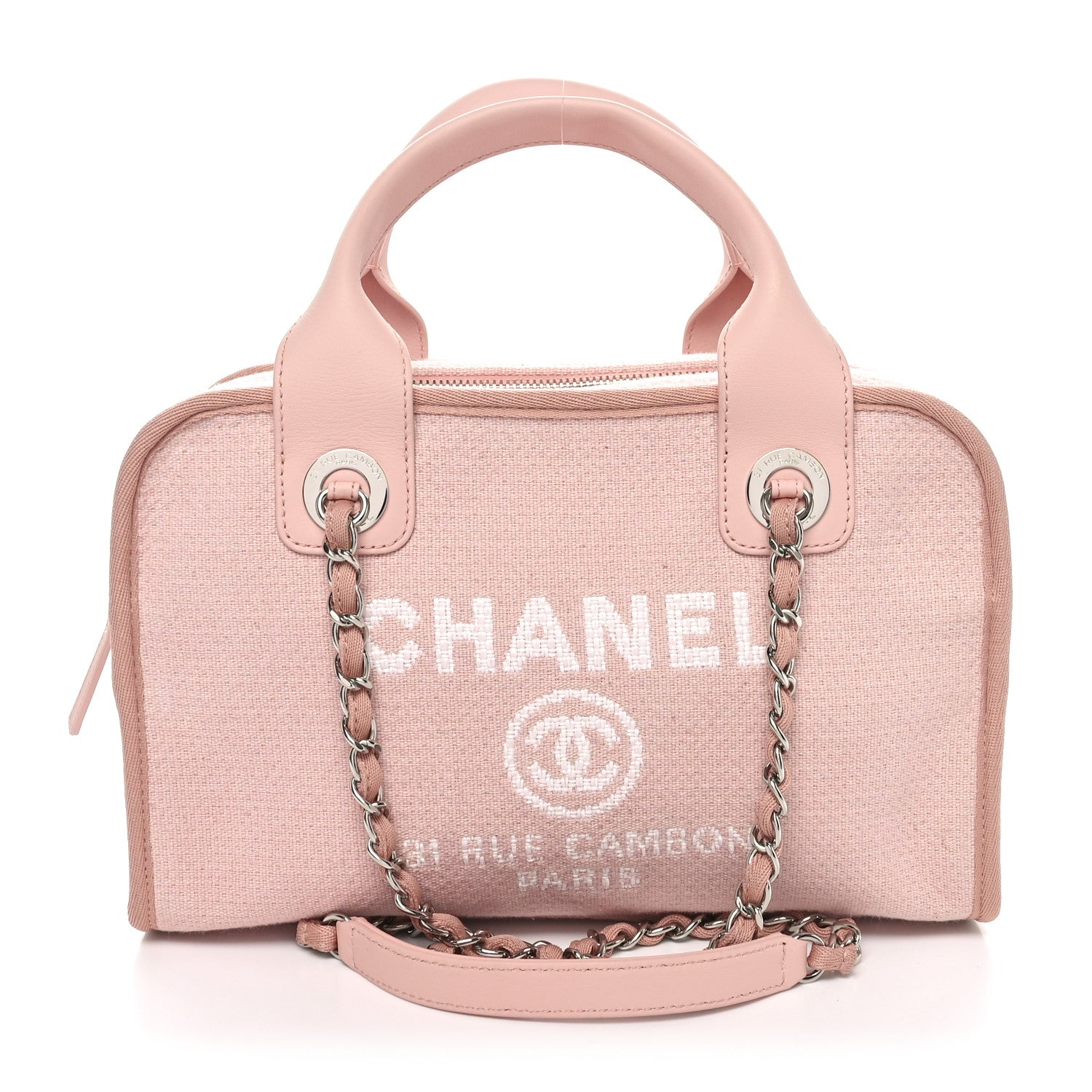 Chanel Canvas Deauville Small Bowling Bag Light Pink 1 of 11