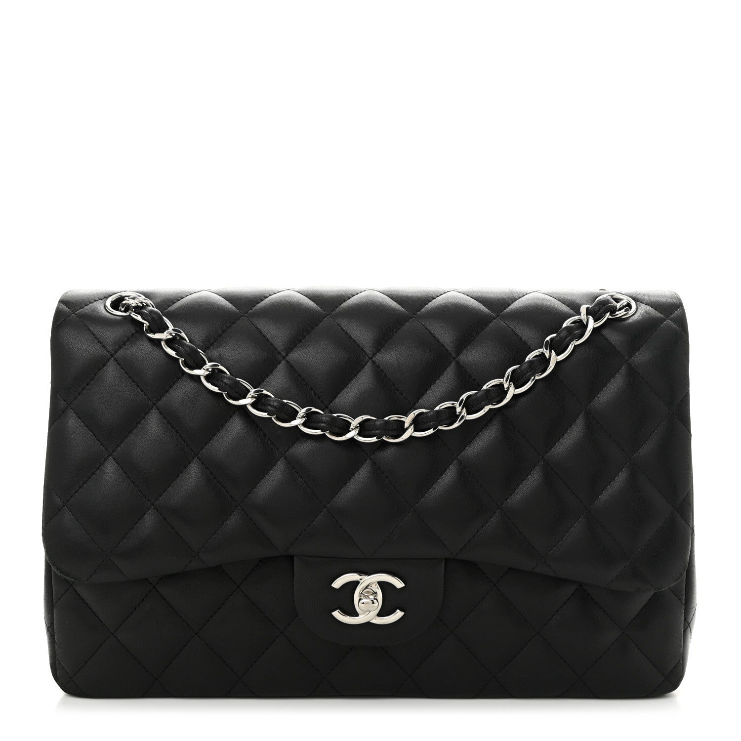 Chanel Lambskin Quilted Jumbo Double Flap Black 1 of 7