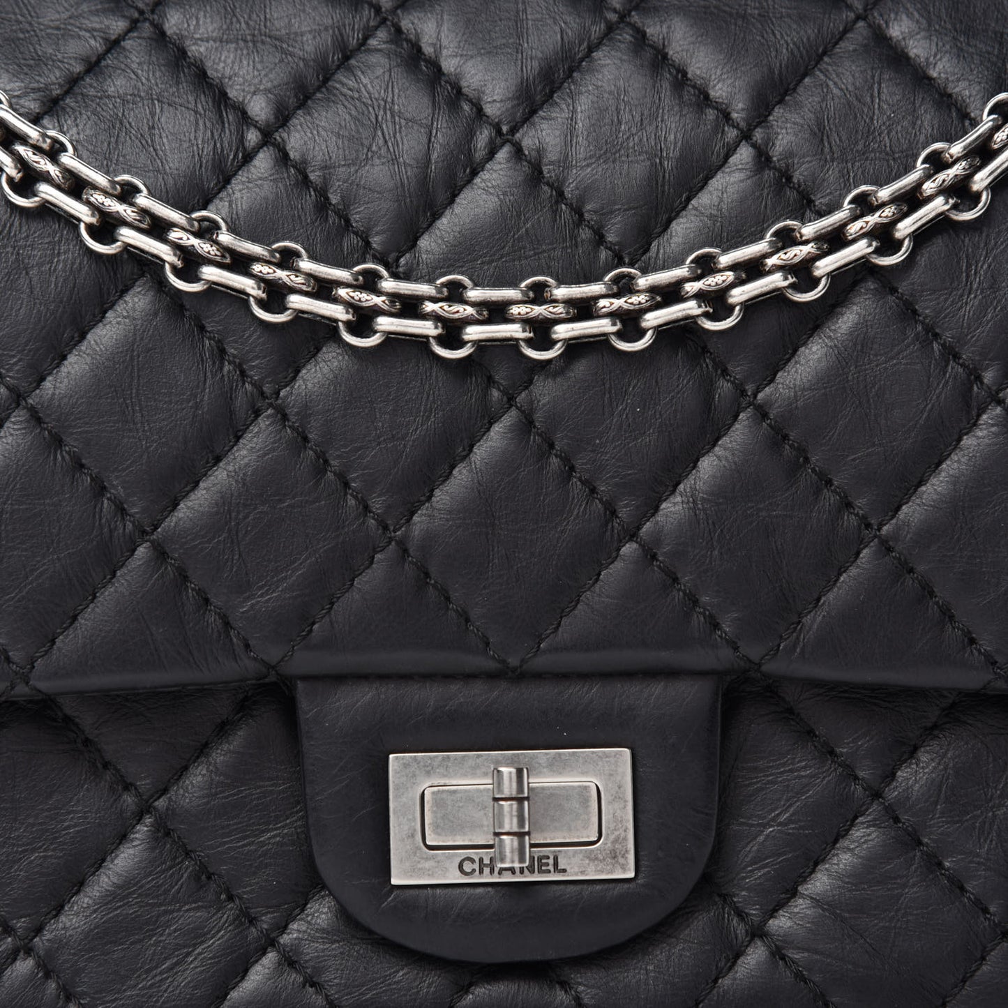 Aged Calfskin Quilted 2.55 Reissue 225 Flap Black