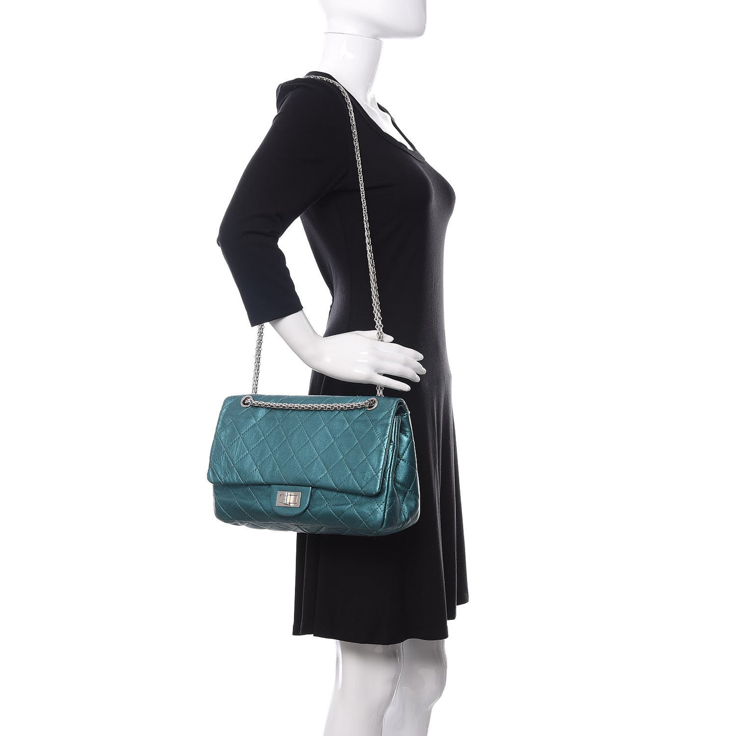 Metallic Calfskin Quilted 2.55 Reissue 227 Flap Turquoise