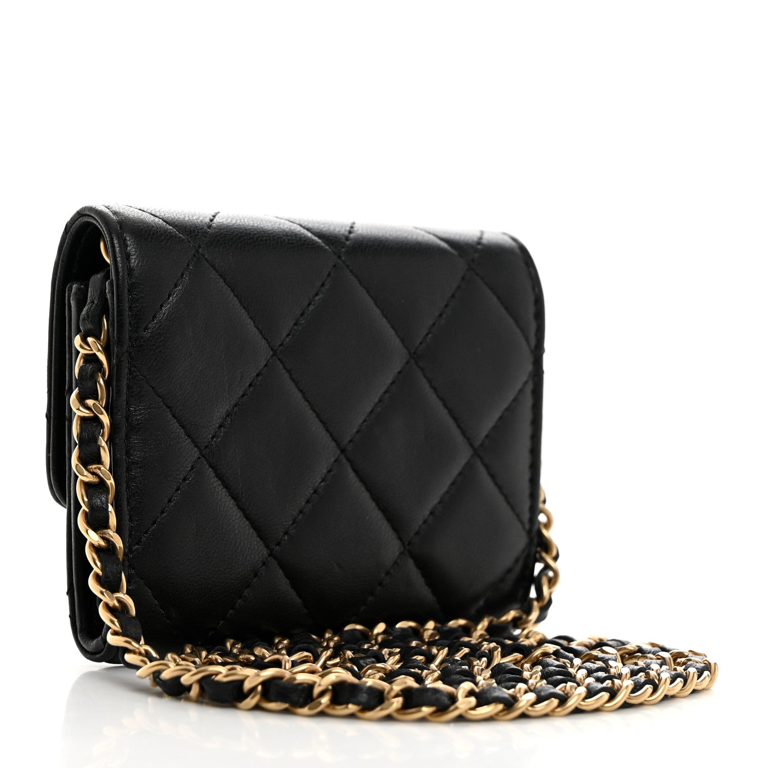 Chanel Lambskin Quilted Studded CC Clutch With Chain Black 3 of 11