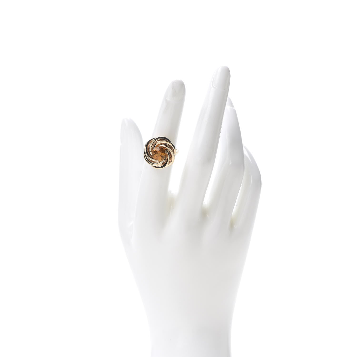 Tiffany 18K Yellow Gold Citrine Round Circle Ring 50 5.5 2 of 7