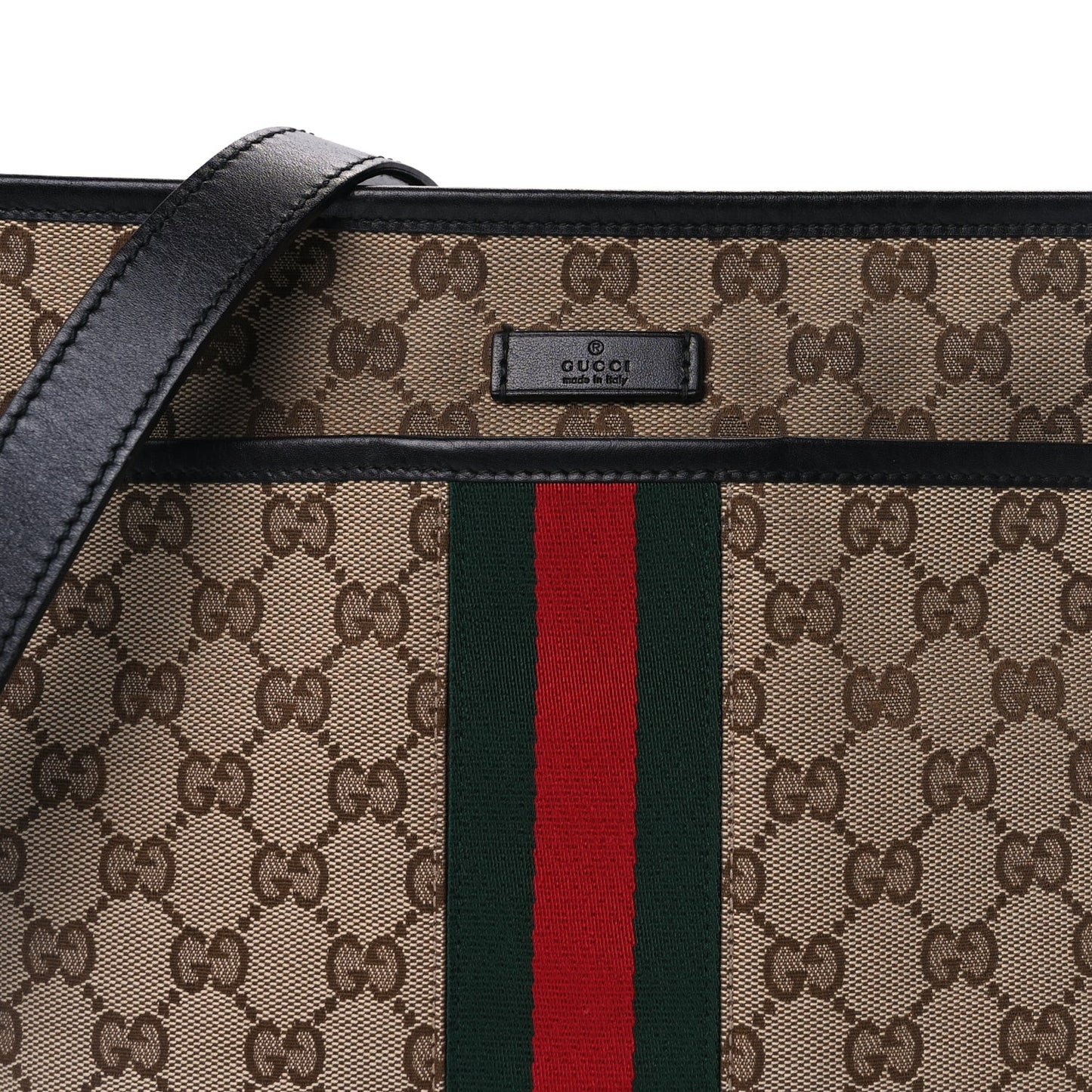 GG Monogram Web Flat Messenger Bag  Black