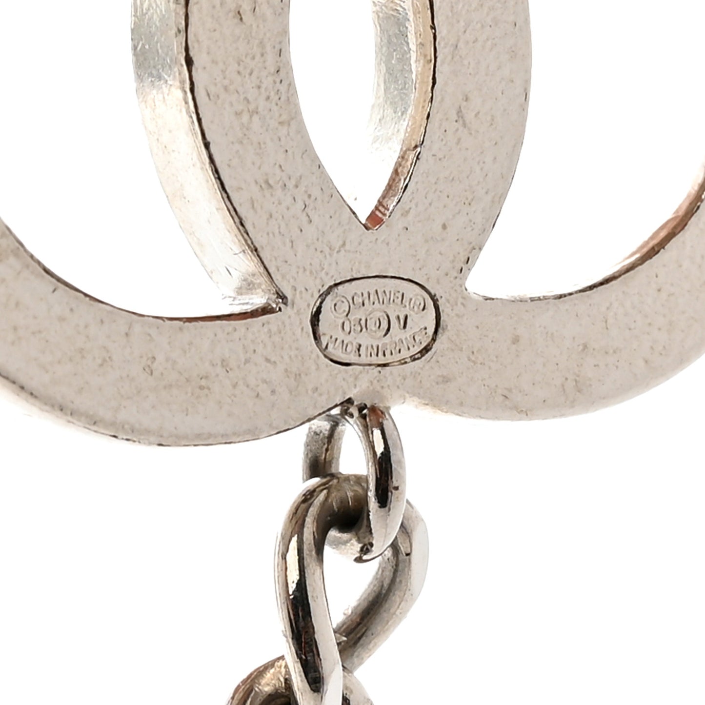 Enamel CC Chain Logo Belt Silver White