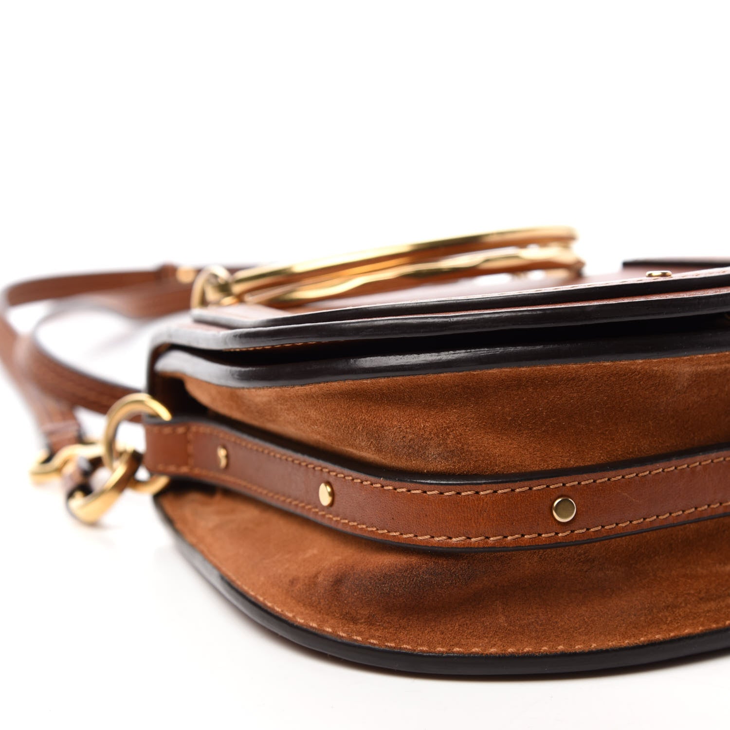 Chloe Calfskin Suede Small Nile Bracelet Bag Caramel 6 of 10