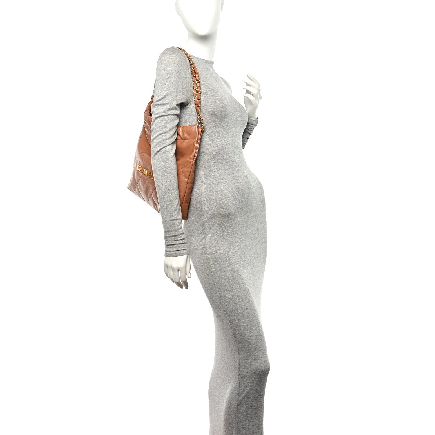 Chanel Shiny Calfskin Quilted Small Chanel 22 Camel 2 of 12