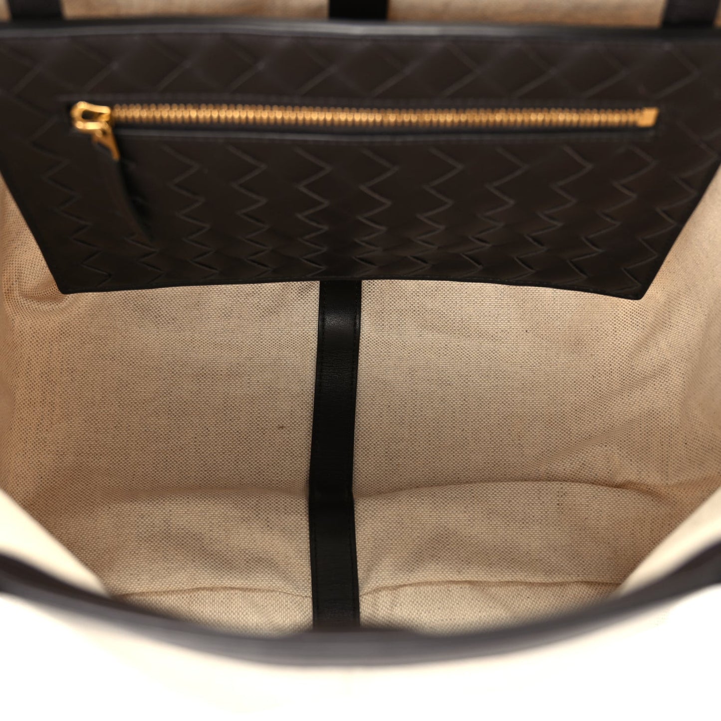 Canvas Mix Nappa Intrecciato Medium Flip Flap Tote Natural Fondant Natural/Fondant