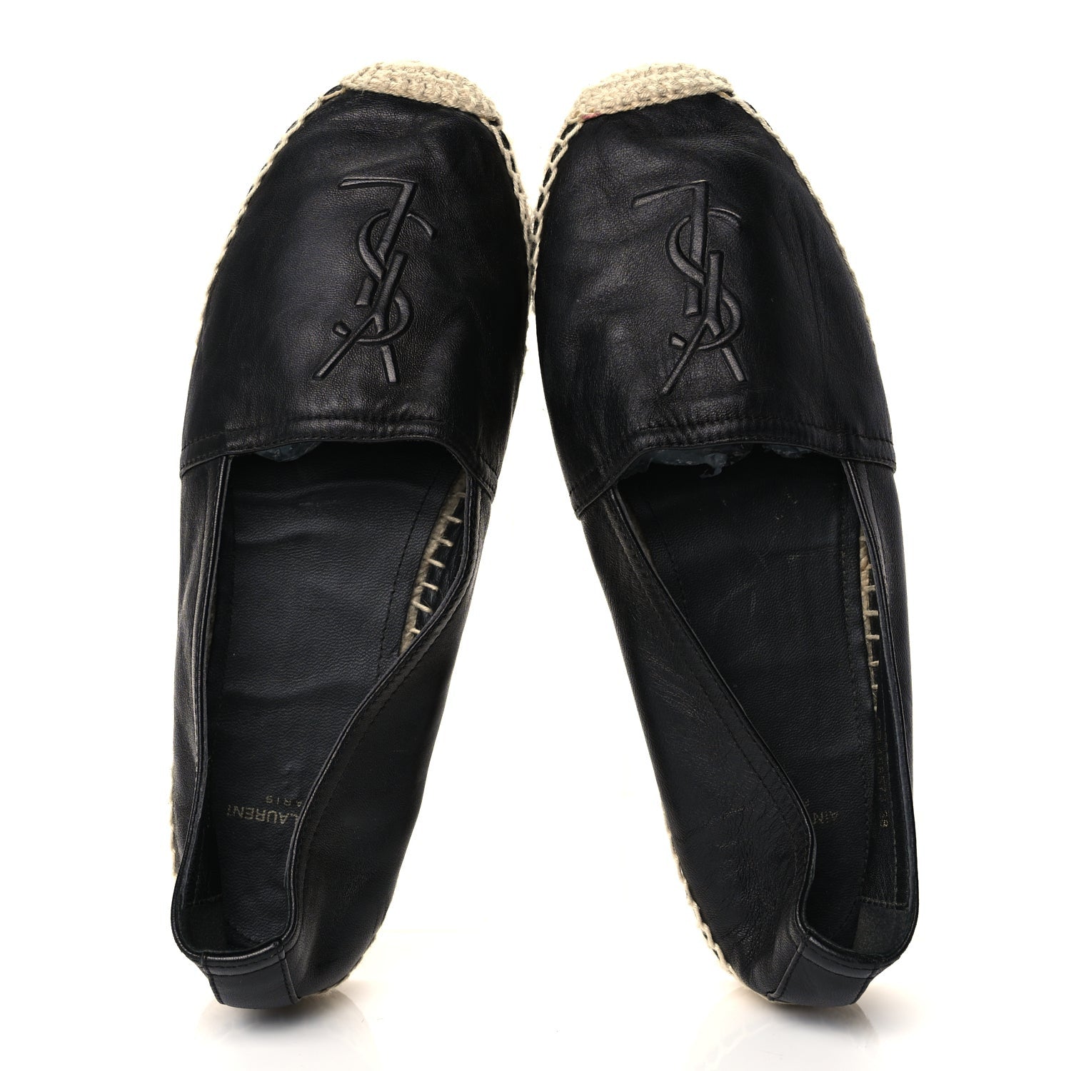 Saint Laurent Lambskin Monogram Espadrilles 38 Black 2 of 10