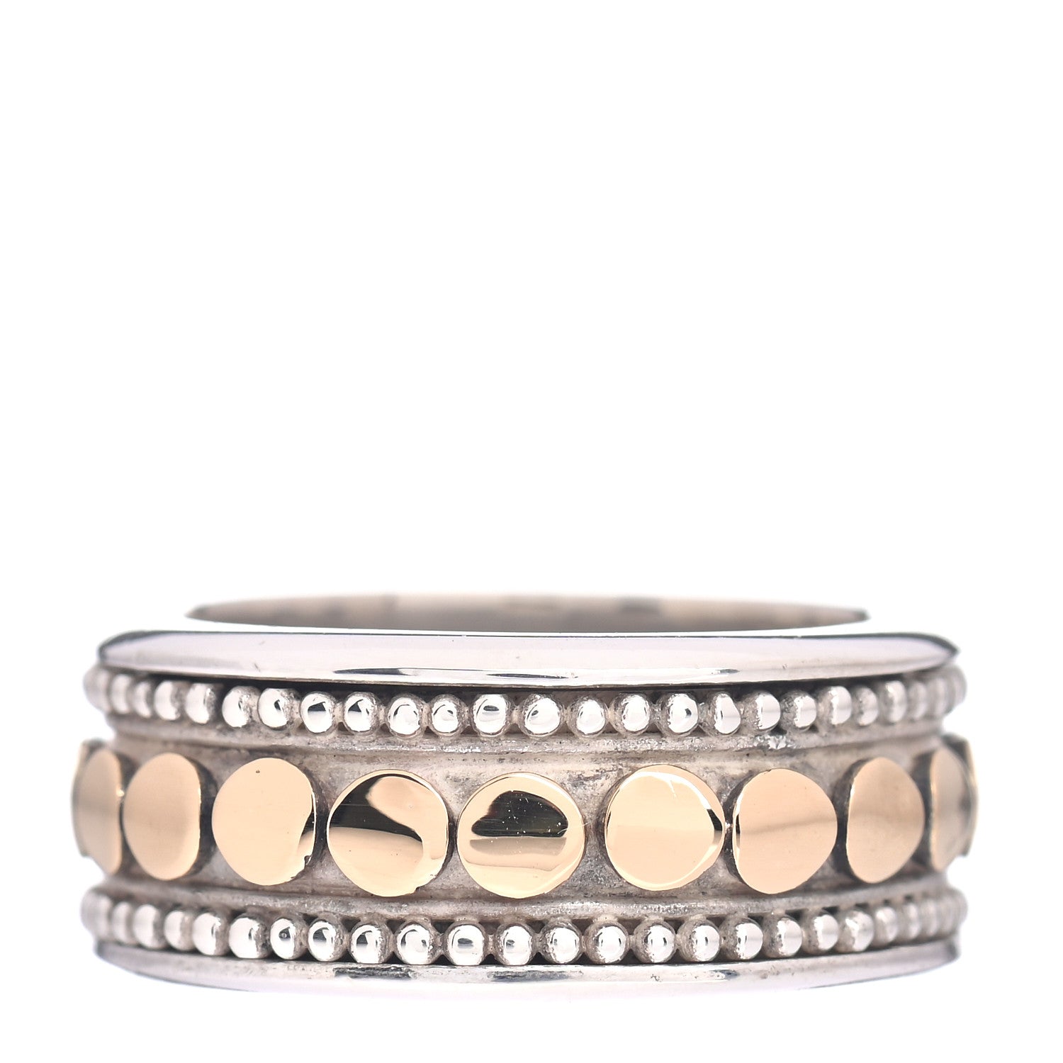 John Hardy Sterling Silver 18K Yellow Gold Dot Band Ring 53 6.5 1 of 4