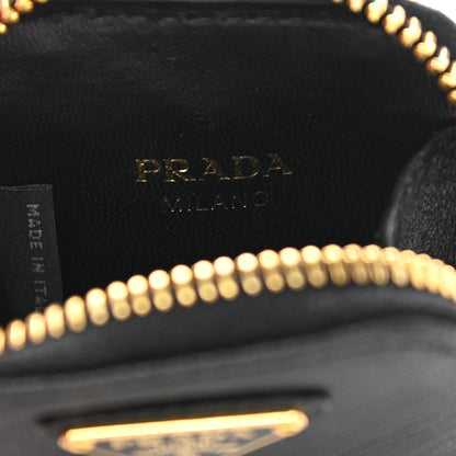 Prada Saffiano Triangle Zip Around Mini Pouch Black 6 of 8