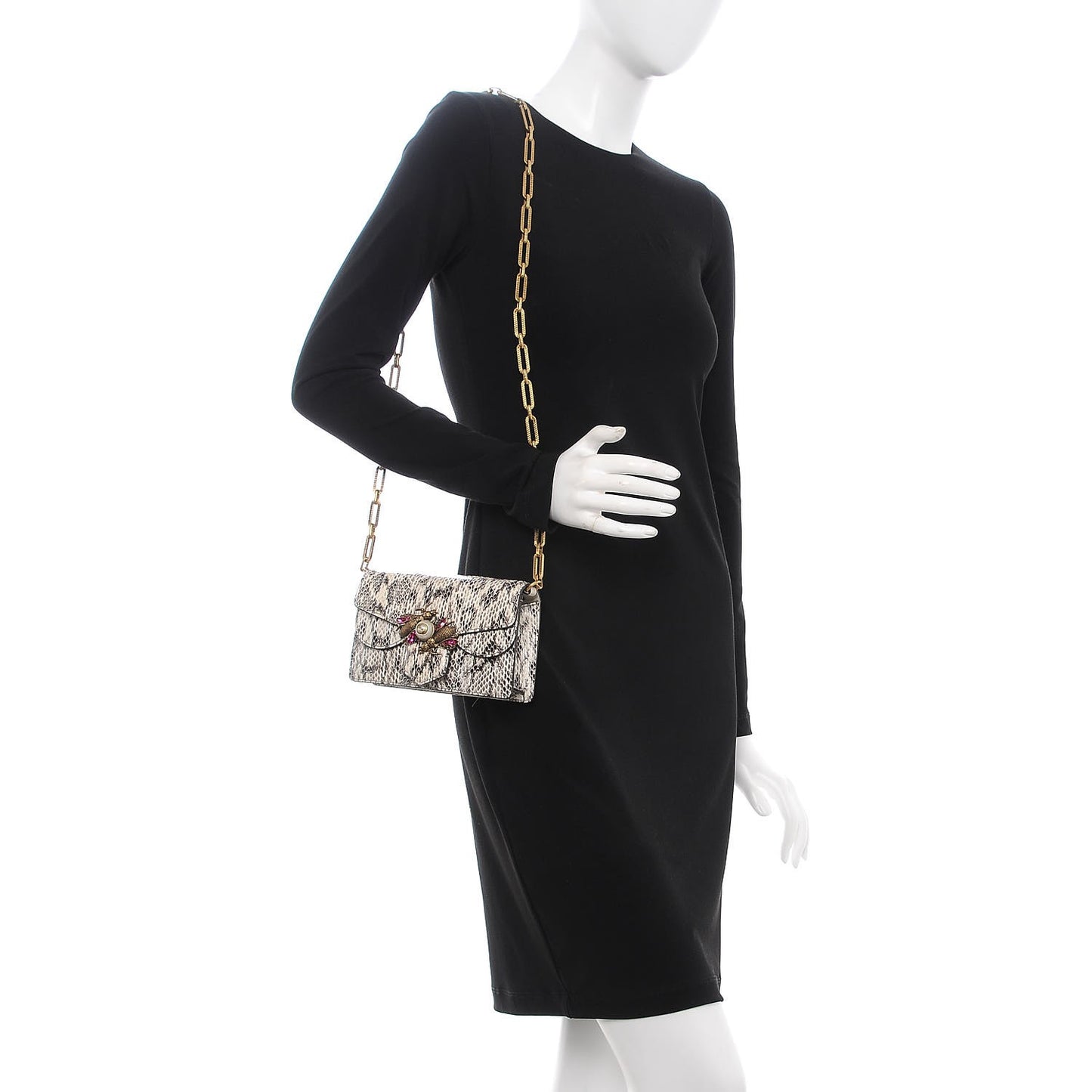 Python Mini Bee Broadway Shoulder Bag Roccia Fuxia