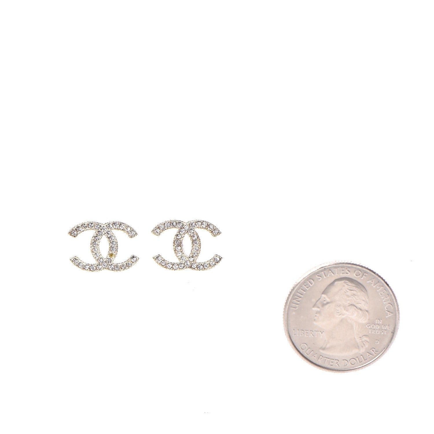 Chanel Crystal CC Earrings Gold 2 of 7