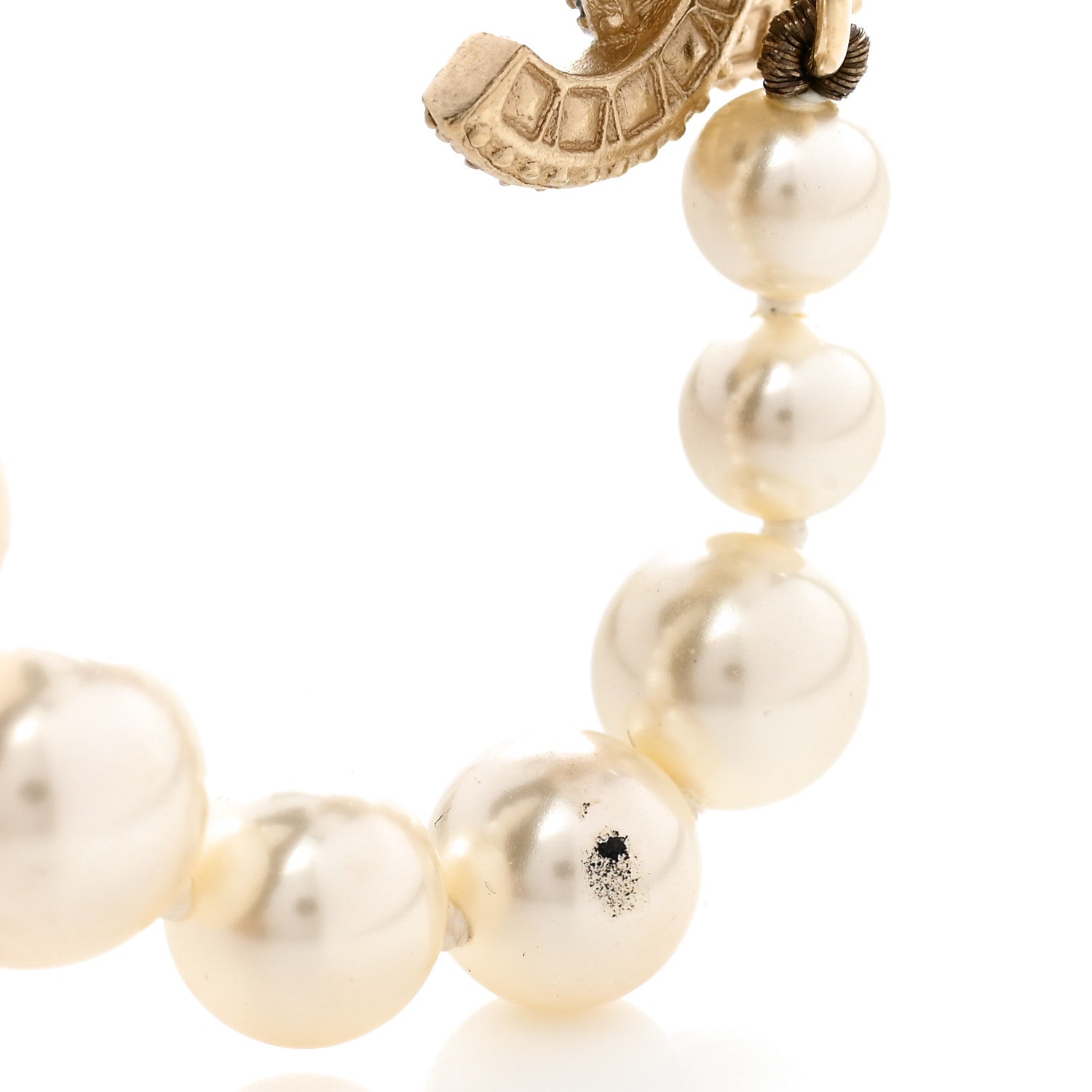 Chanel Graduated Pearl Crystal CC Bracelet Gold 5 of 6