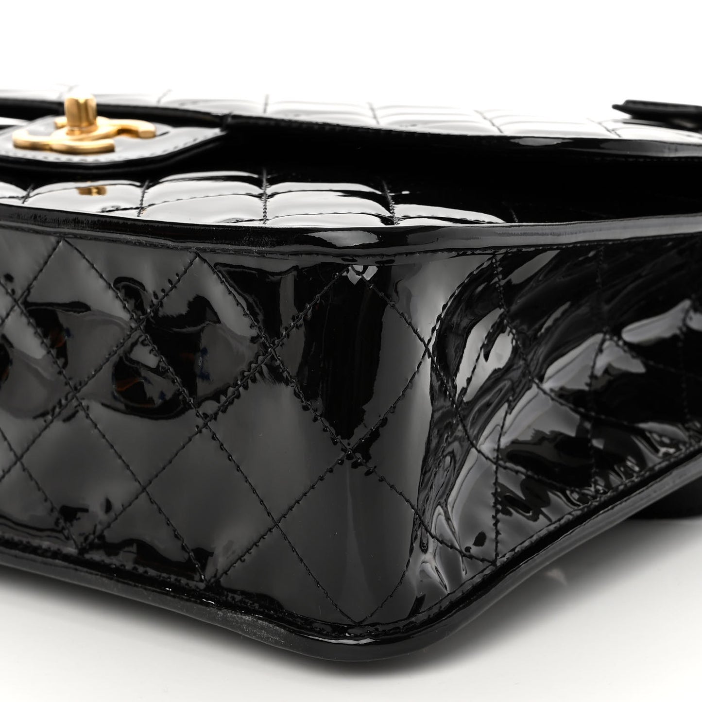 Patent Quilted Large School Memory Top Handle Flap Black