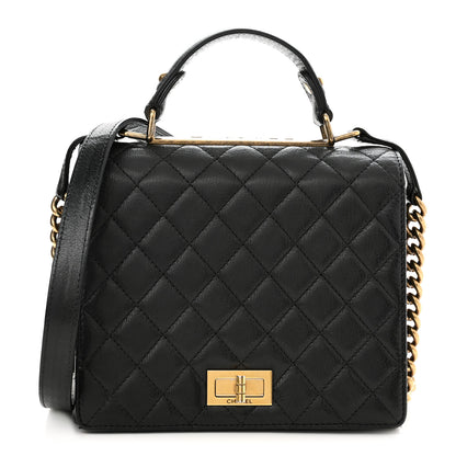 Chanel Goatskin Quilted Large Rita Top Handle Flap Black 1 of 14