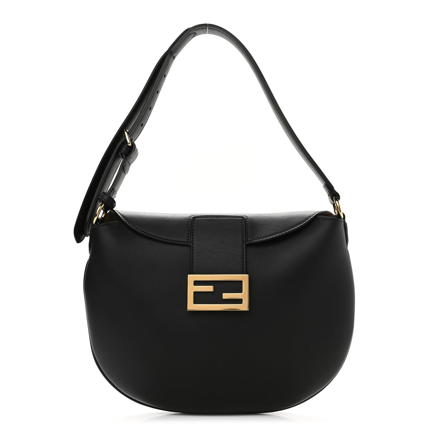 Vitello Grace Suede Small Croissant Hobo Black