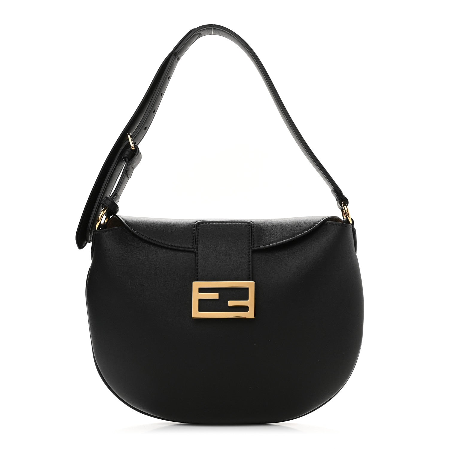 Fendi Vitello Grace Suede Small Croissant Hobo Black 1 of 10