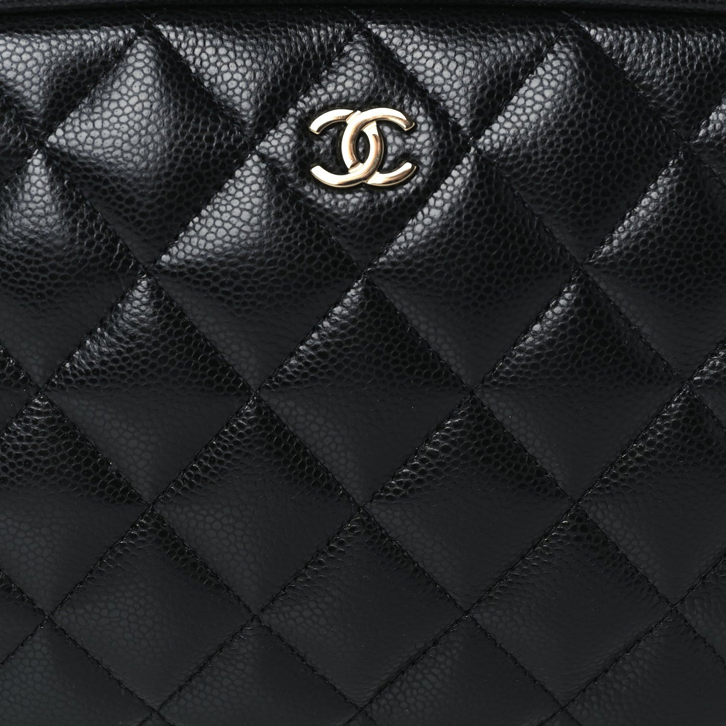 Caviar Quilted Medium Curvy Pouch Cosmetic Case Black