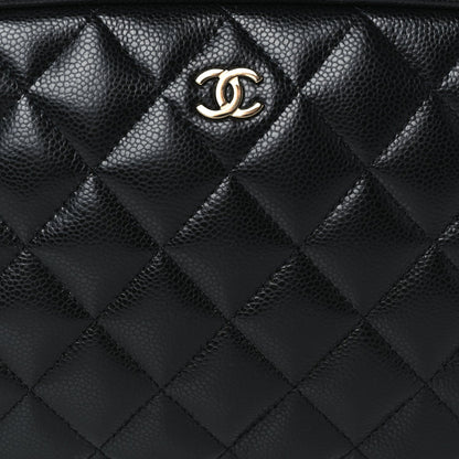 Chanel Caviar Quilted Medium Curvy Pouch Cosmetic Case Black 3 of 8