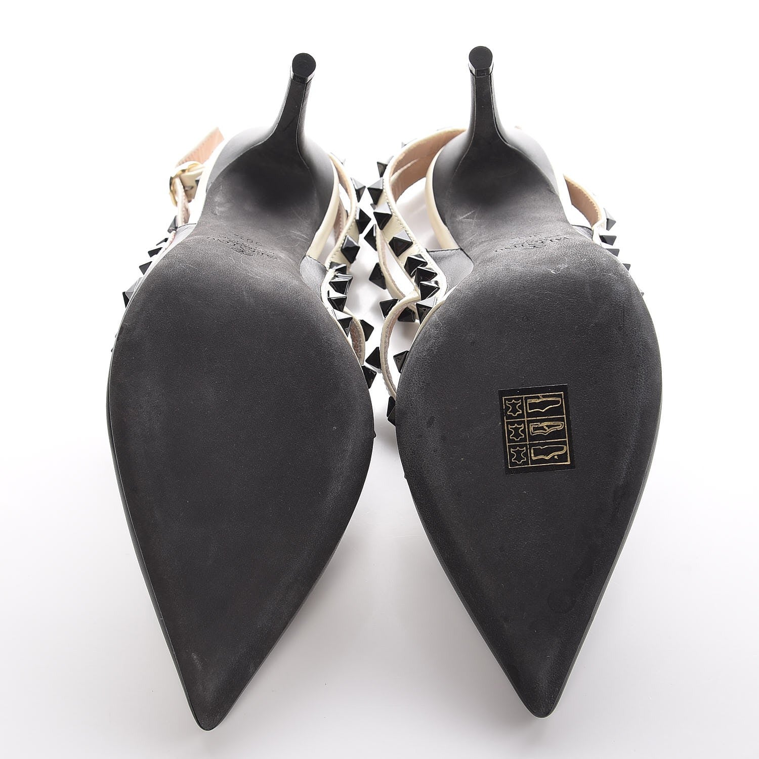 Valentino Garavani Nappa Rockstud Ankle Strap 100mm Pumps 36.5 Black Light Ivory 5 of 8
