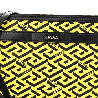 Versace Coated Canvas Large La Greca Signature Pouch Yellow Black 7 of 9