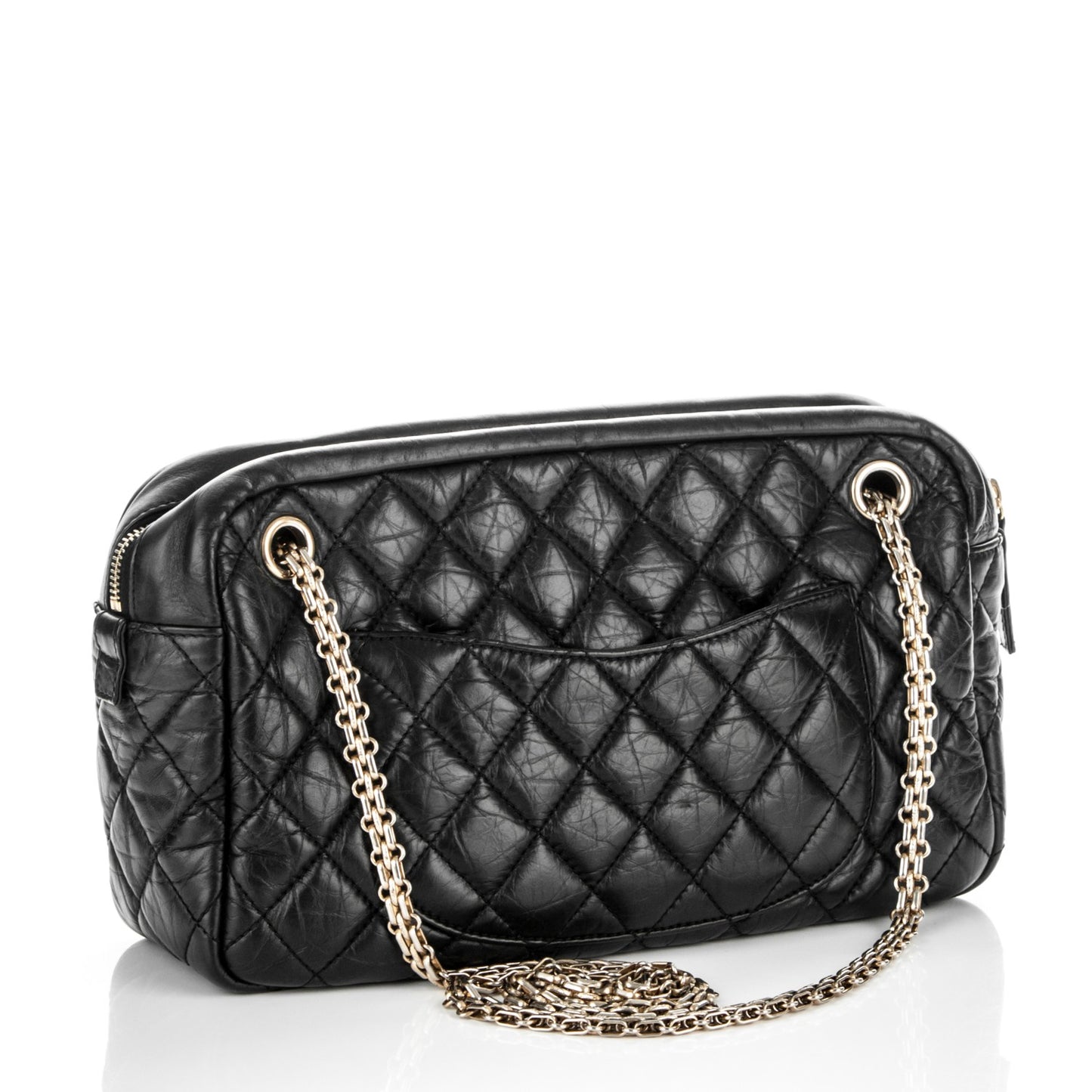 Aged Calfskin Quilted Medium Reissue Camera Case Black