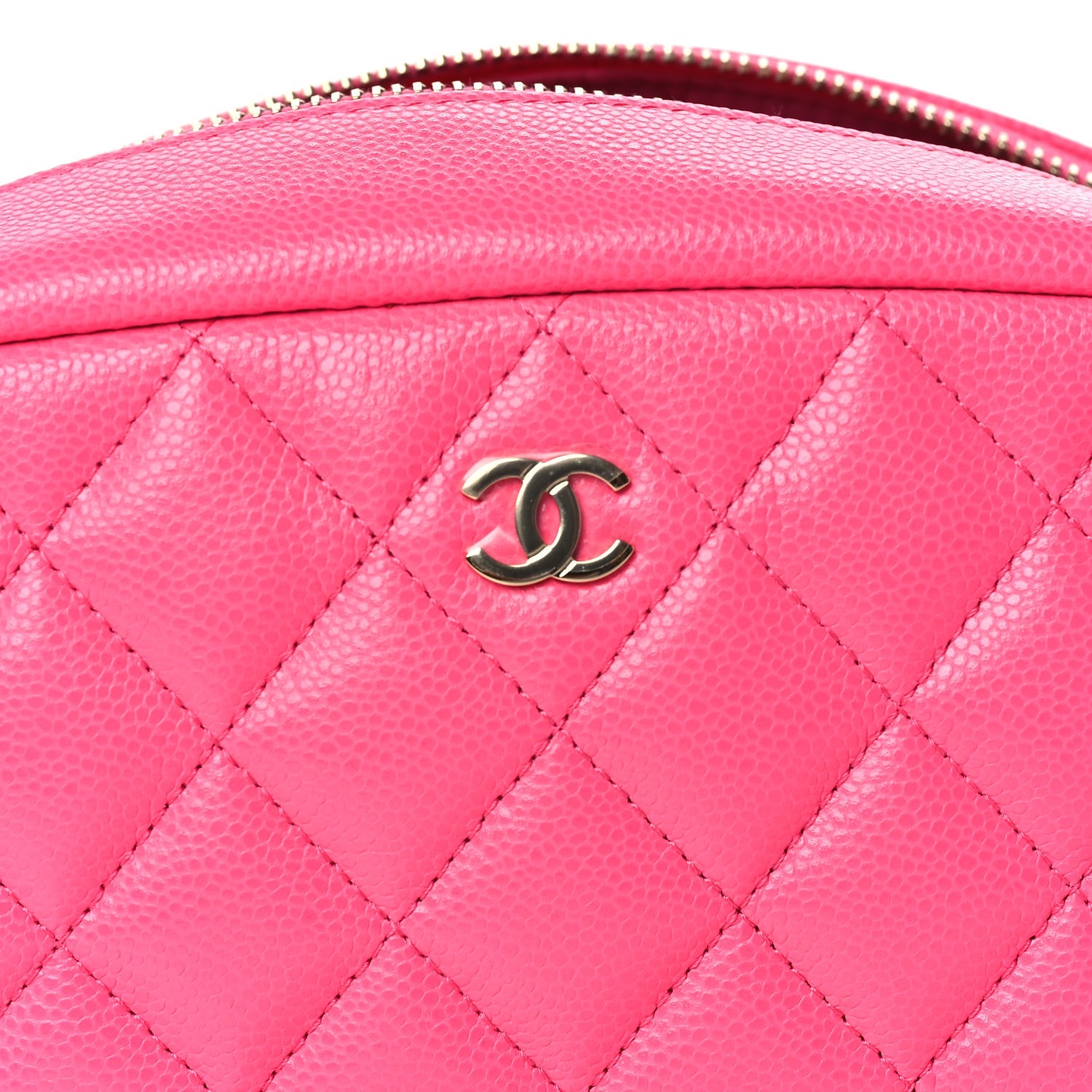 Chanel Caviar Quilted Medium Curvy Pouch Cosmetic Case Pink 7 of 7