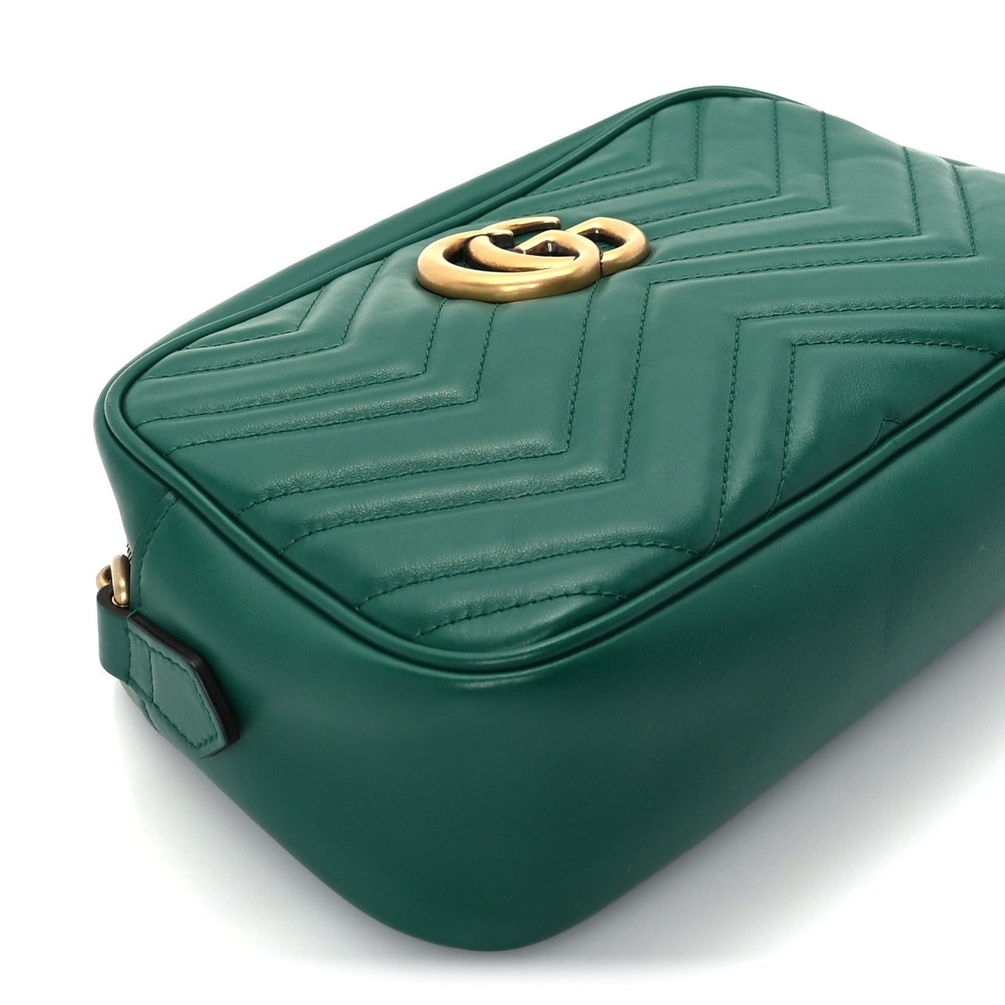 Calfskin Matelasse Small GG Marmont Chain Shoulder Bag  Emerald Green