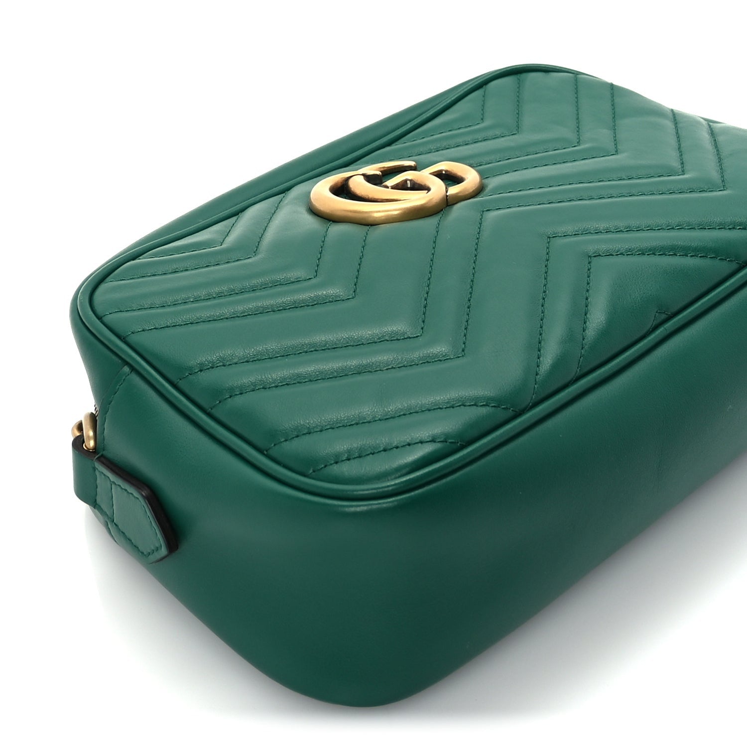 Gucci Calfskin Matelasse Small GG Marmont Chain Shoulder Bag  Emerald Green 7 of 8