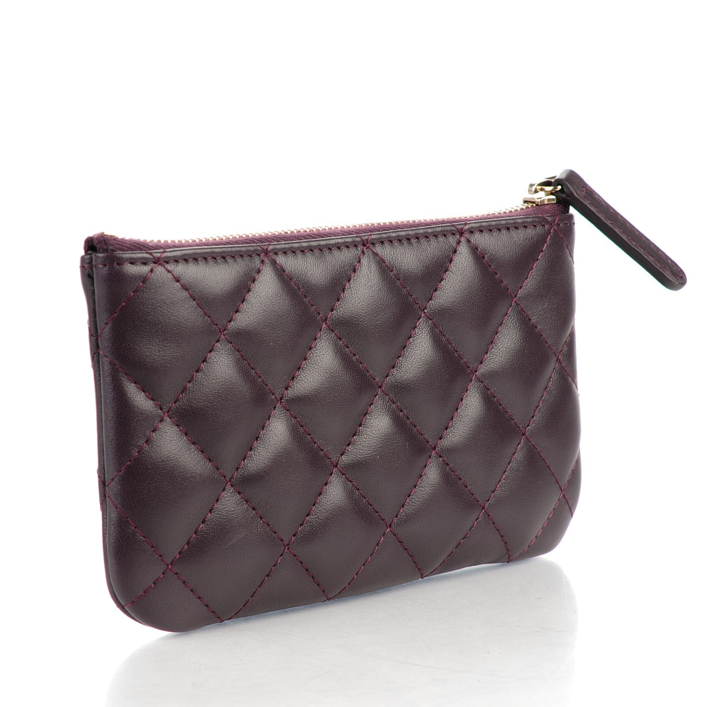 Chanel Lambskin Quilted Small Cosmetic Pouch Dark Purple 3 of 7
