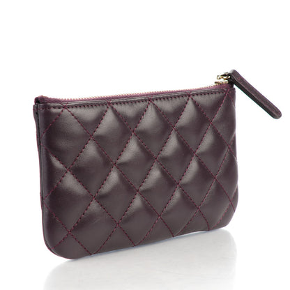 Chanel Lambskin Quilted Small Cosmetic Pouch Dark Purple 3 of 7