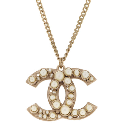Chanel Pearl CC Pendant Necklace Gold 4 of 5