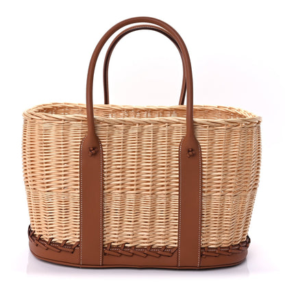 Hermes Barenia and Osier Wicker Garden Party Gold 1 of 8
