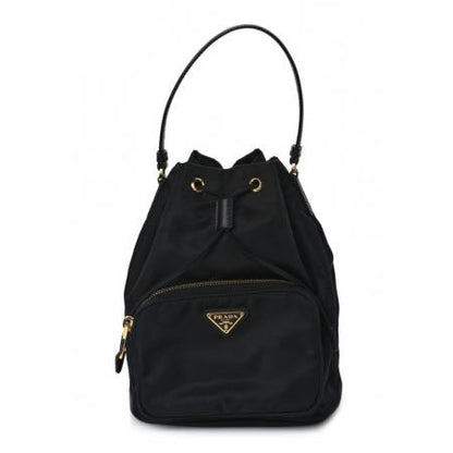 Prada Saffiano Tessuto Nylon Mini Bucket Crossbody Bag Black 3 of 14