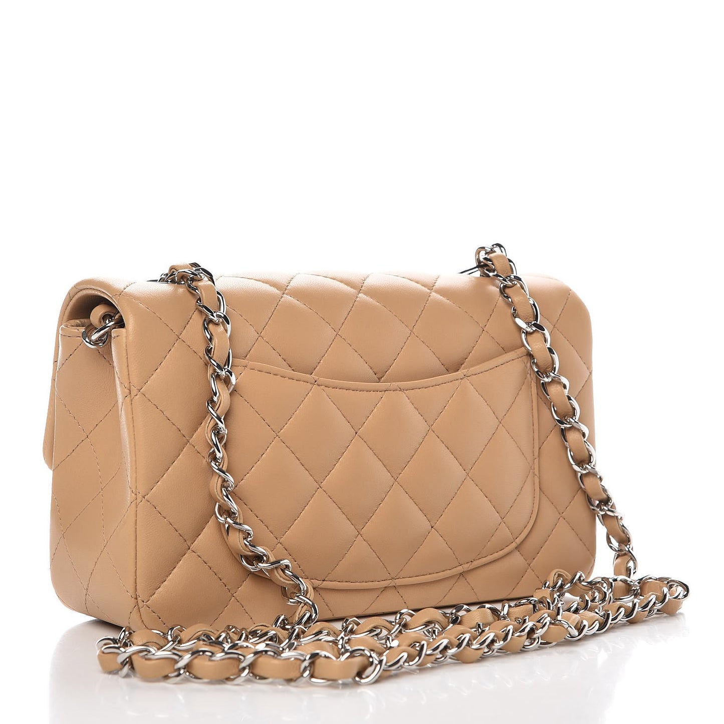 Lambskin Quilted Mini Rectangular Flap Beige