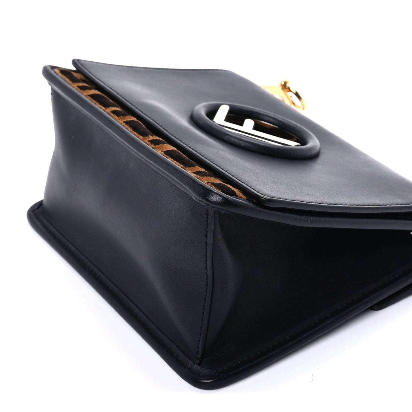 Vitello Century Velvet F is  FF Small Kan I Shoulder Bag Black Tobacco