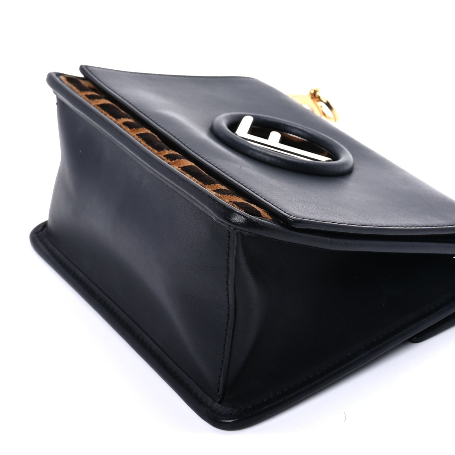 Fendi Vitello Century Velvet F is  FF Small Kan I Shoulder Bag Black Tobacco 15 of 16