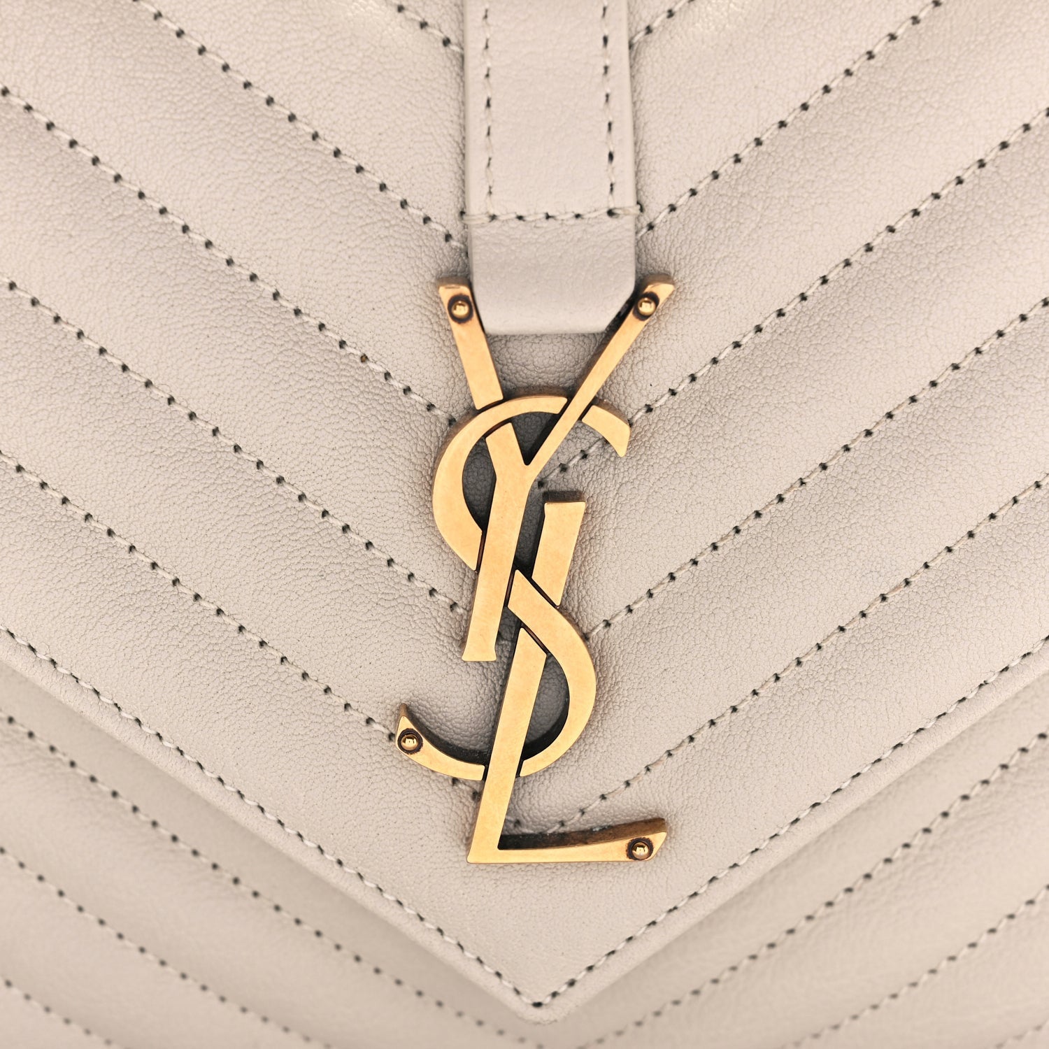 Saint Laurent Sheepskin Matelasse Chevron Monogram Medium College Bag Crema Soft 6 of 8