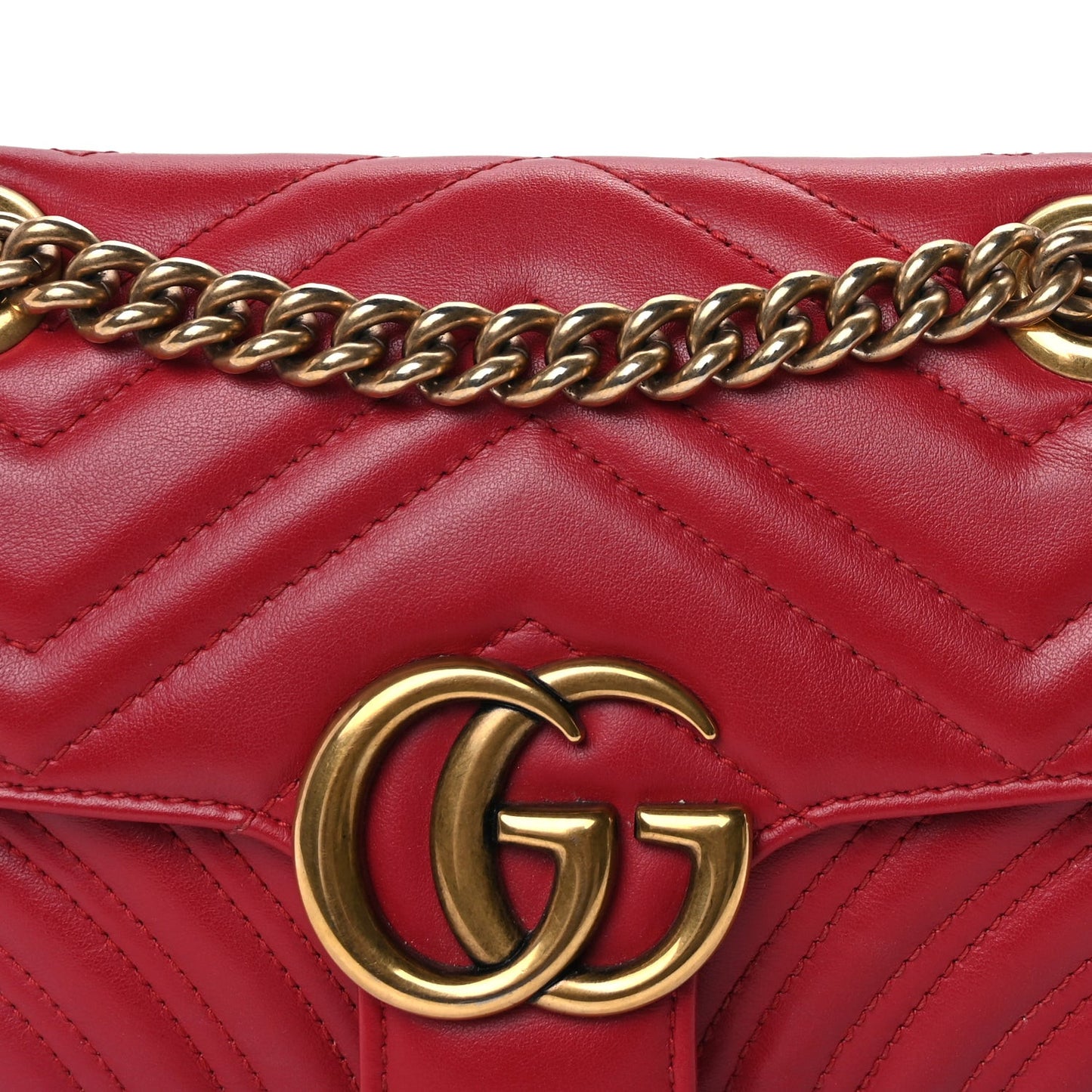 Calfskin Matelasse Mini GG Marmont Shoulder Bag  Hibiscus Red
