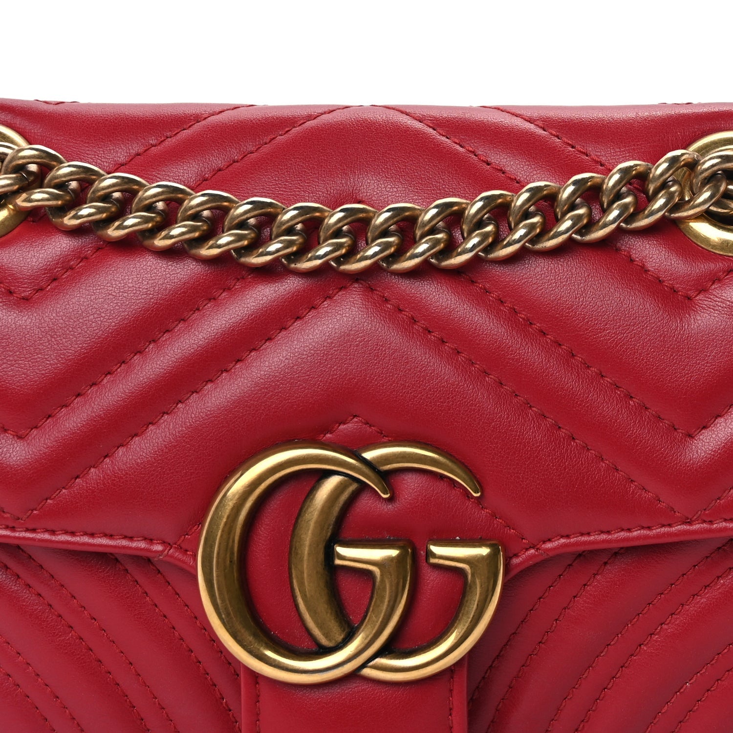 Gucci Calfskin Matelasse Mini GG Marmont Shoulder Bag  Hibiscus Red 6 of 8