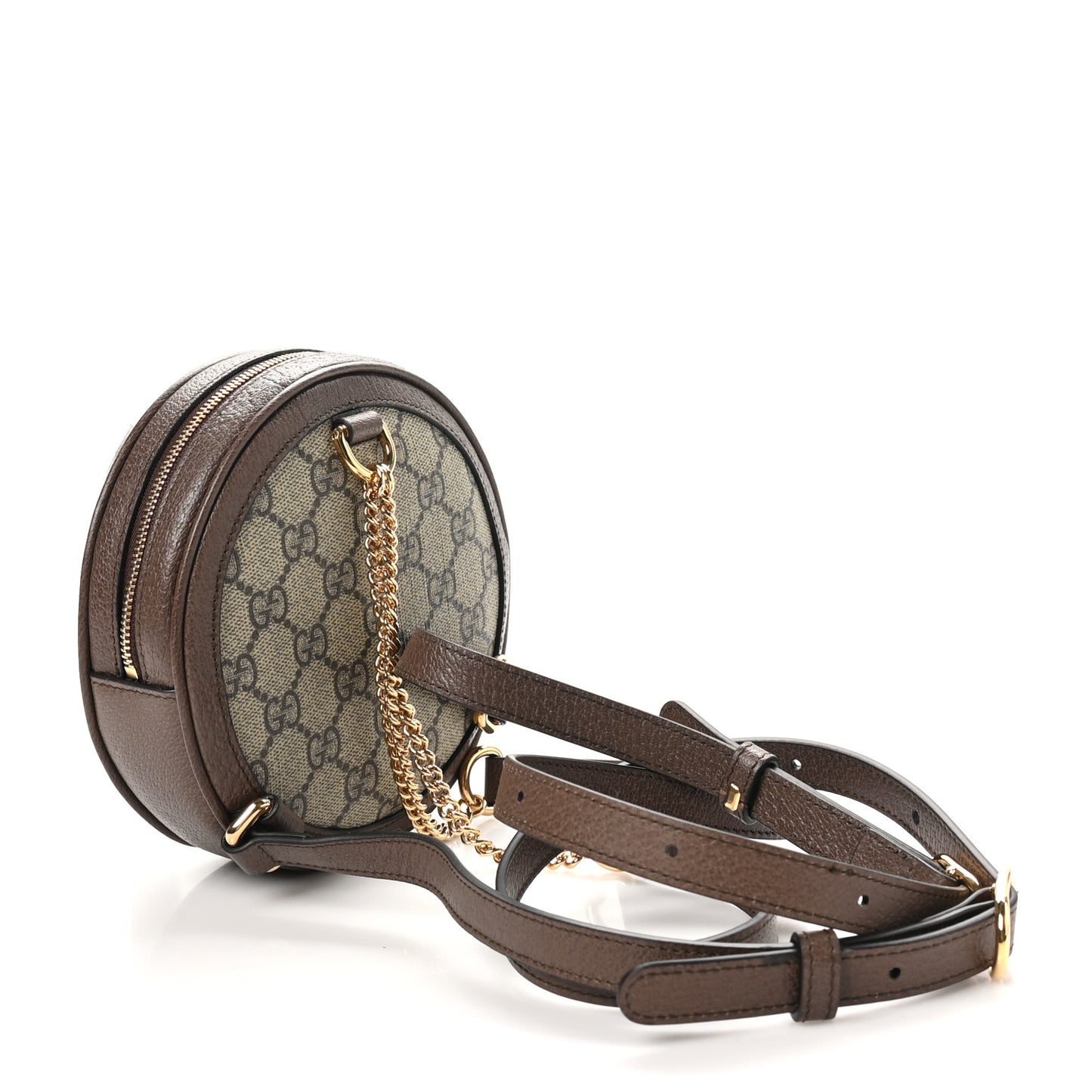 GG Supreme Monogram Web Mini Ophidia Round Backpack Brown