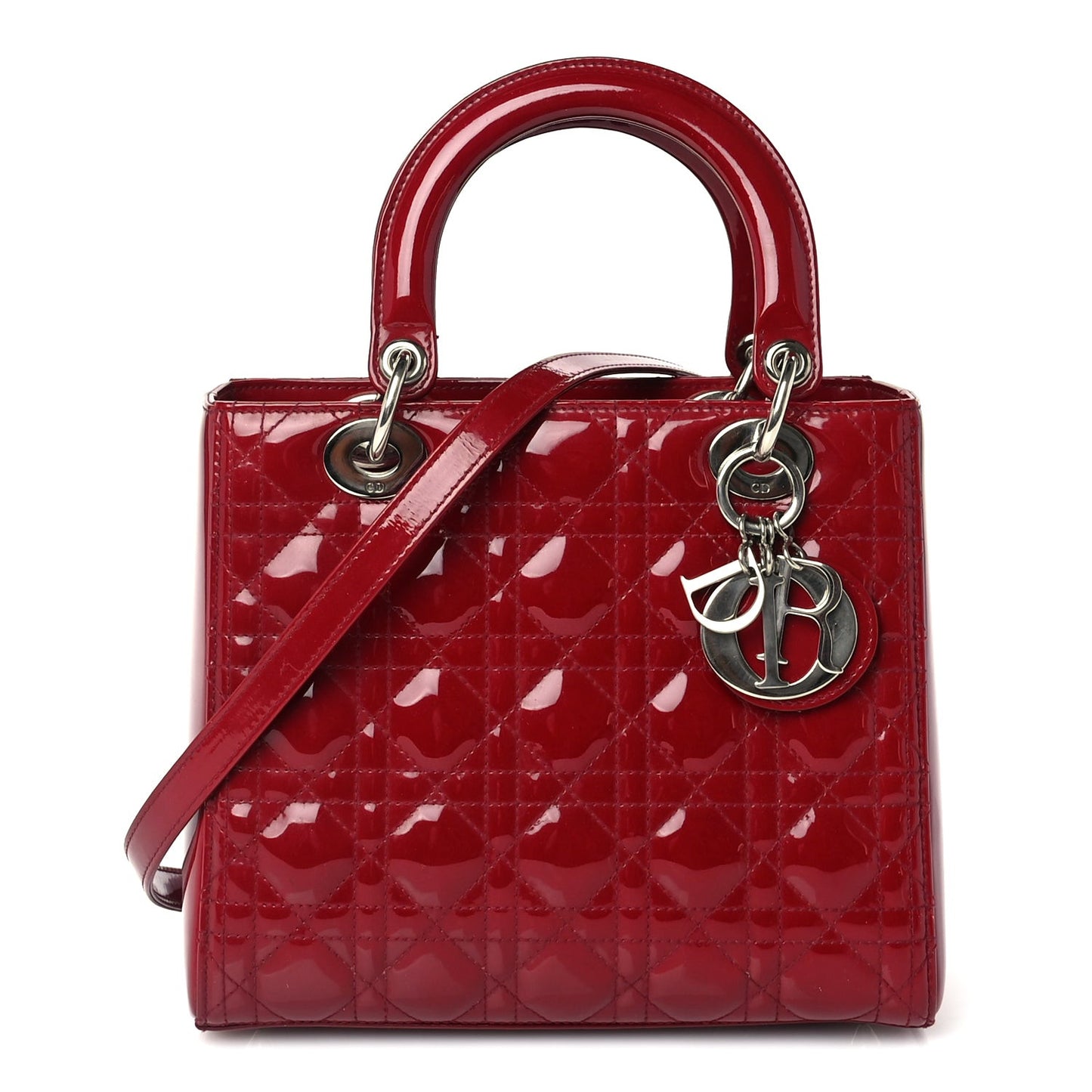 Patent Cannage Medium Lady Dior Red