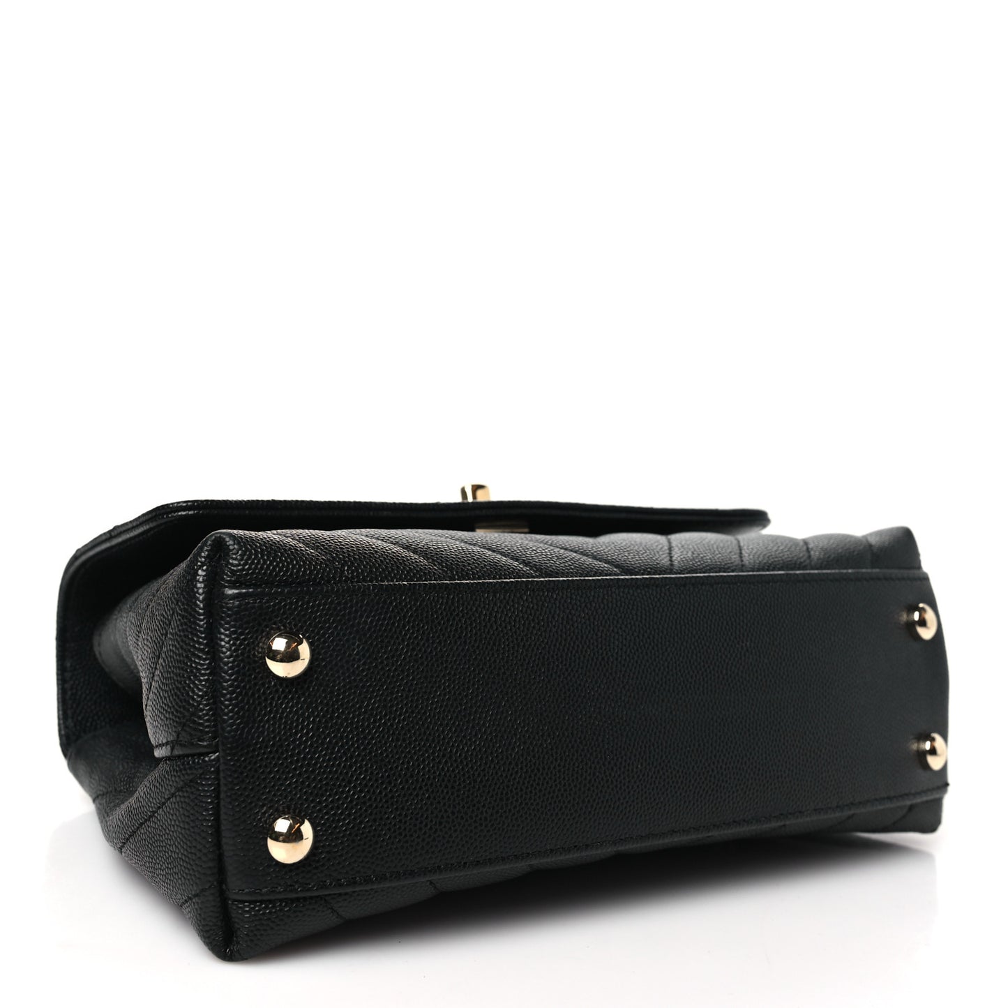 Caviar Chevron Quilted Mini Coco Handle Flap Black