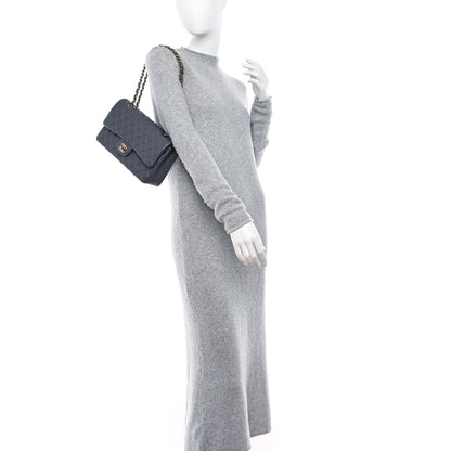 Chanel Caviar Quilted Medium Double Flap Dark Grey 2 of 9