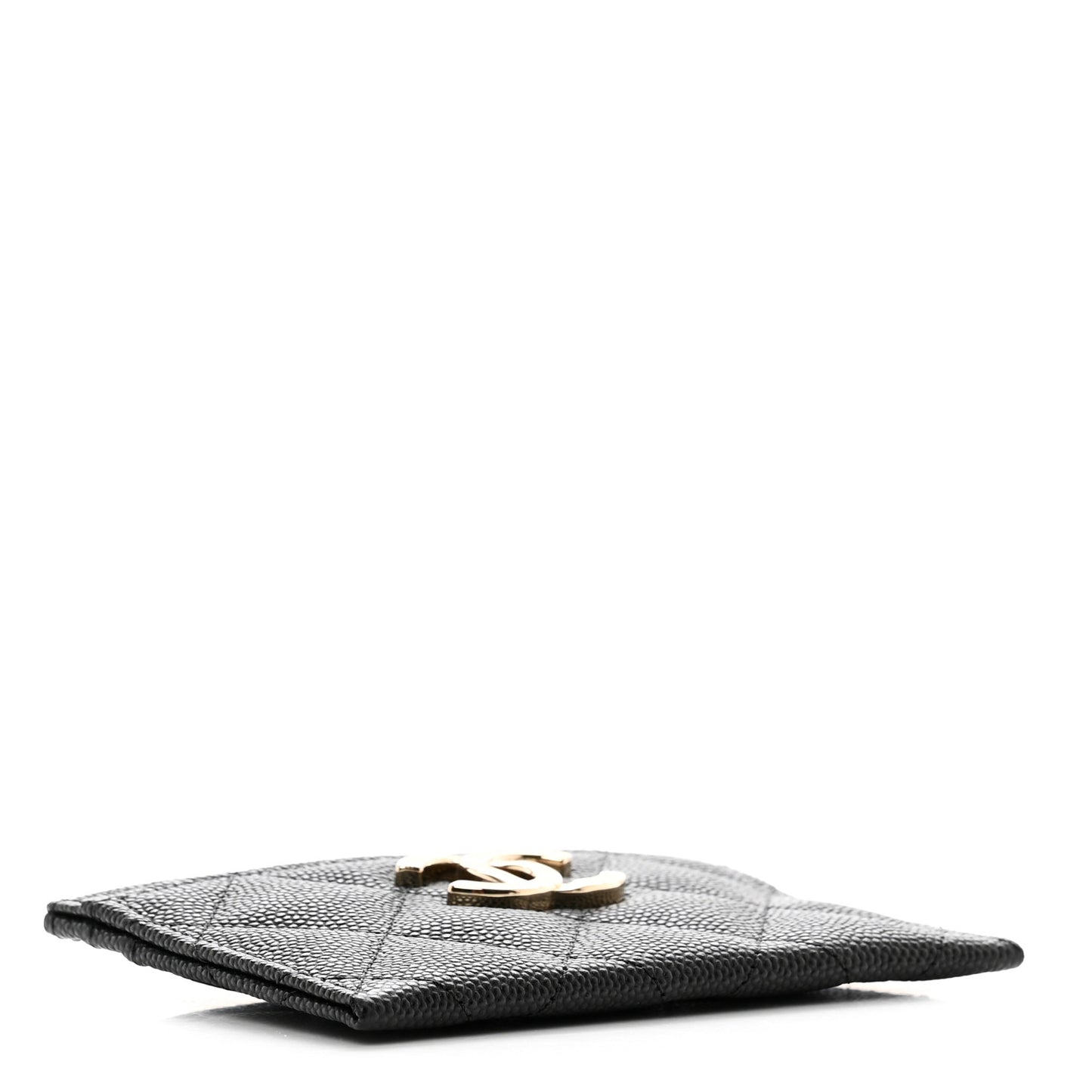 Caviar Quilted Striated Card Holder Black