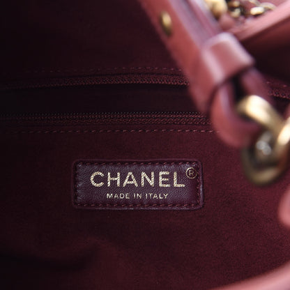 Chanel Calfskin Stitched Large Drawstring CC Bag Burgundy 6 of 13