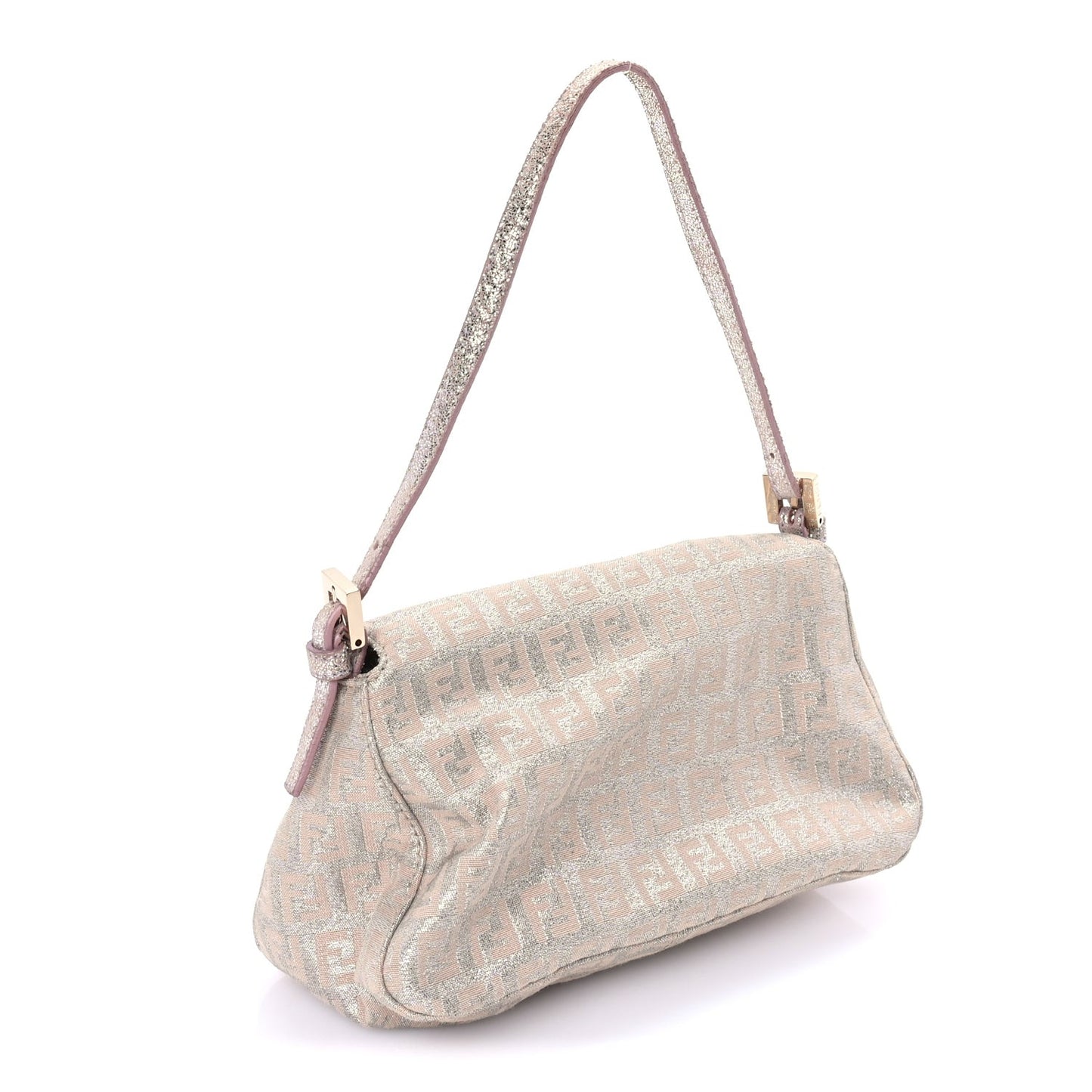 Metallic Jacquard Zucchino Suede Mini Mama Baguette  Cipria Argento Grigio