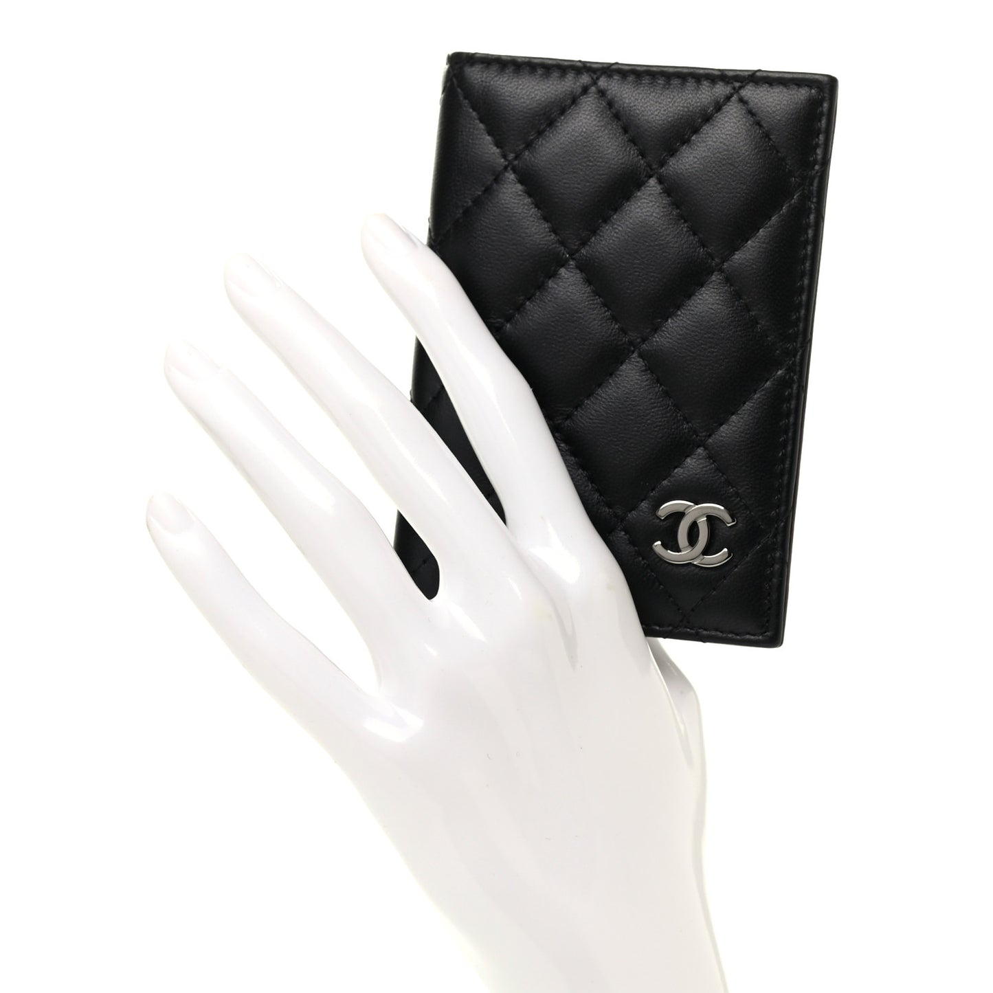Lambskin Quilted Card Holder Wallet Black