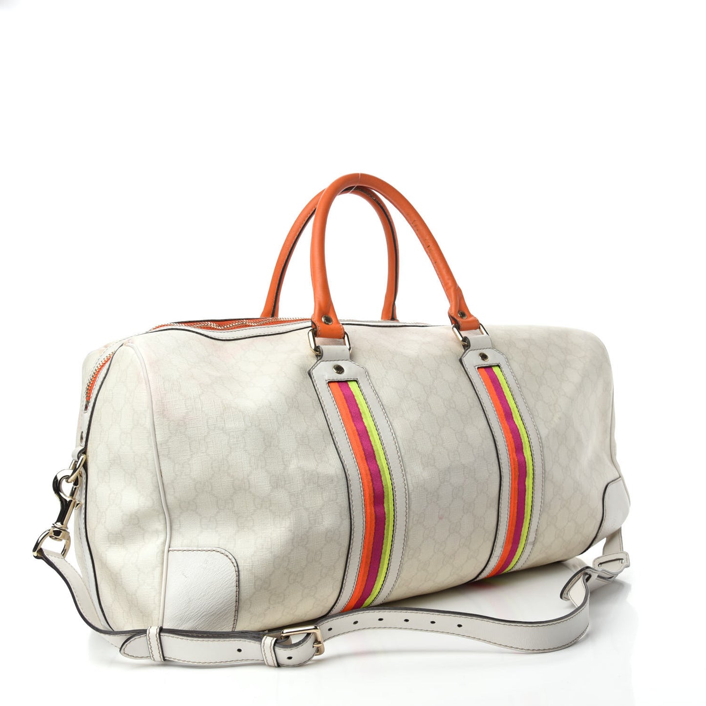 GG Plus Monogram Large Web Carry On Duffle Bag White